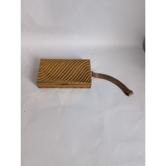 Vintage Evans Compact Purse and Cigarette Case Clutch Wristlet 1940s Gold Tone - Picture 1 of 10